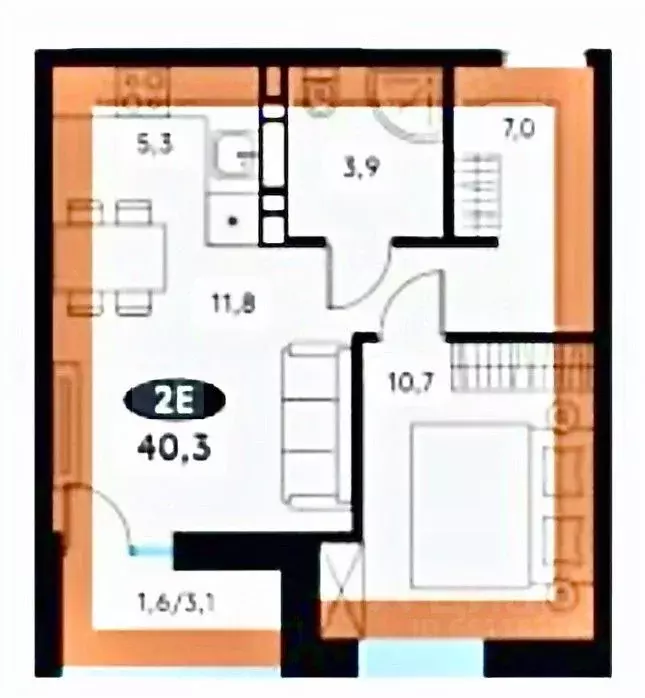 2-к кв. Пермский край, Пермь ул. Малкова, 12 (40.0 м) - Фото 2