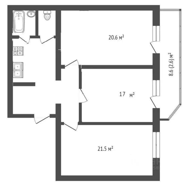 3-к кв. Вологодская область, Вологда Ягодная ул., 10 (78.0 м) - Фото 1