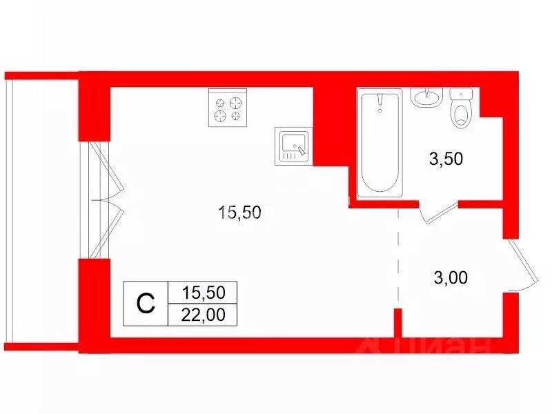 Студия Ленинградская область, Мурино Всеволожский район, ул. ... - Фото 2