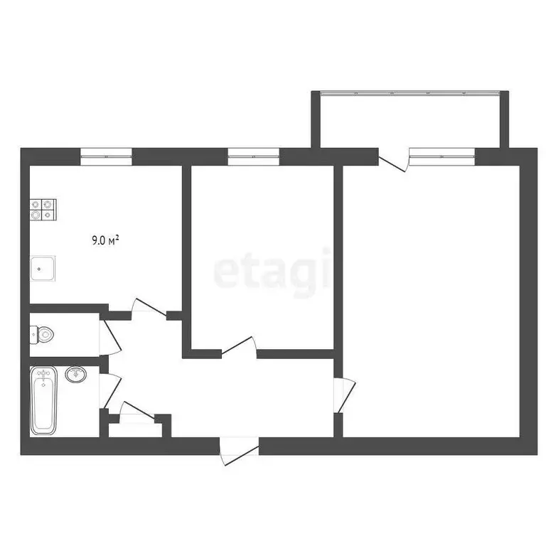 2-комнатная квартира: Тюмень, Широтная улица, 17 (50.6 м) - Фото 1