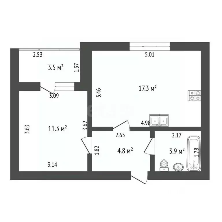 1-к кв. Башкортостан, Стерлитамак ул. Артема, 64 (37.3 м) - Фото 1