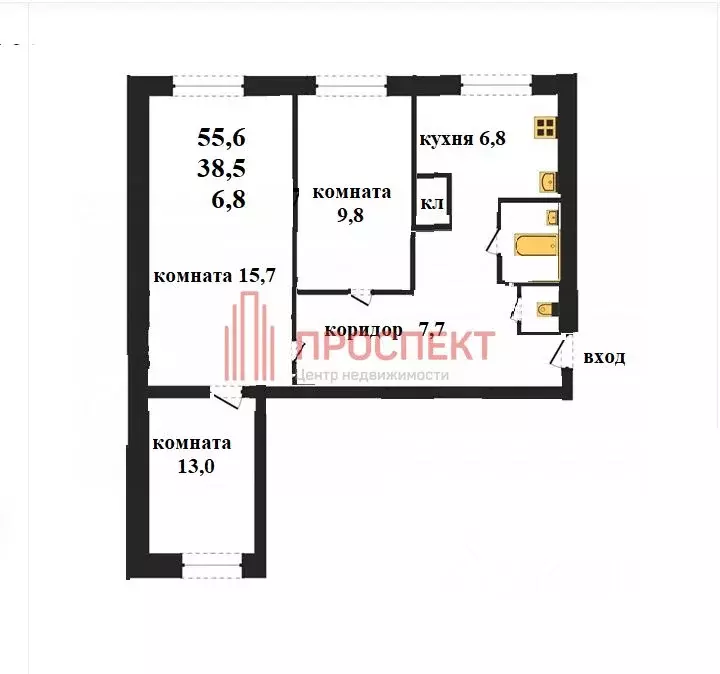 3-к кв. Пензенская область, Пенза ул. Пушанина, 34 (55.6 м) - Фото 1