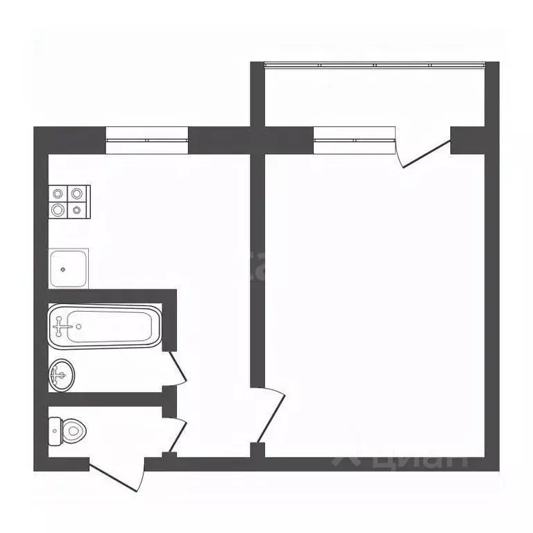 1-к кв. Тульская область, Новомосковск ул. Мира, 39А (29.2 м) - Фото 2