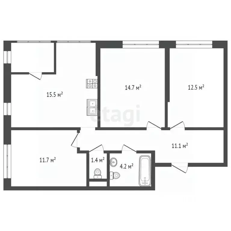 3-к кв. Ростовская область, Ростов-на-Дону ул. Вересаева, 102/1с3 ... - Фото 2
