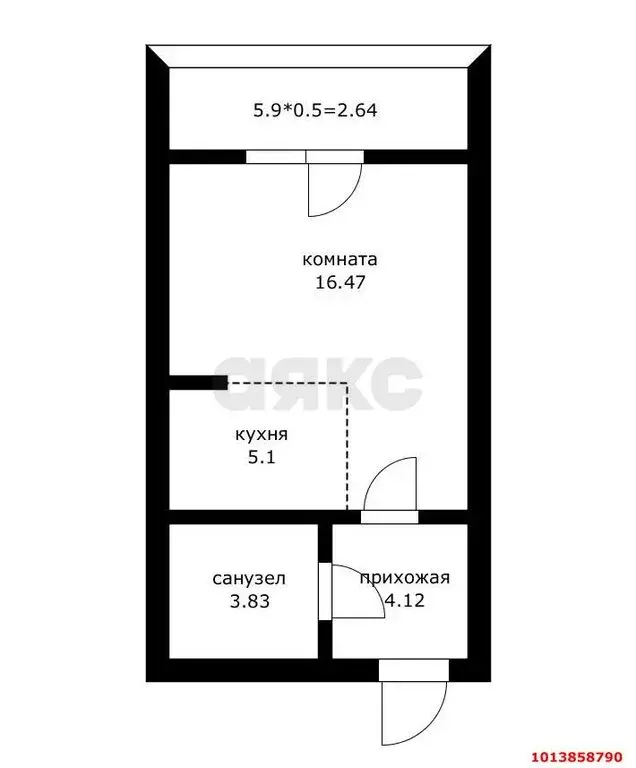 Квартира-студия: Краснодар, Домбайская улица, 10 (32 м) - Фото 1