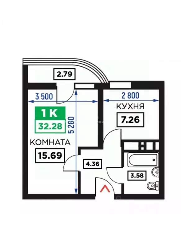 1-к кв. Краснодарский край, Краснодар Воронежская ул., 47Д (33.0 м) - Фото 1