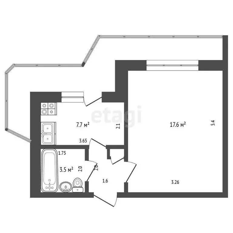 1-комнатная квартира: Тырныауз, Баксанская улица, 9 (31.8 м) - Фото 1