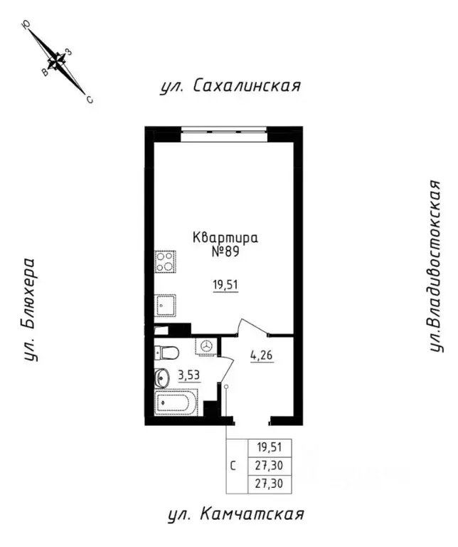 Студия Свердловская область, Екатеринбург ул. Кронштадтская (27.3 м) - Фото 0