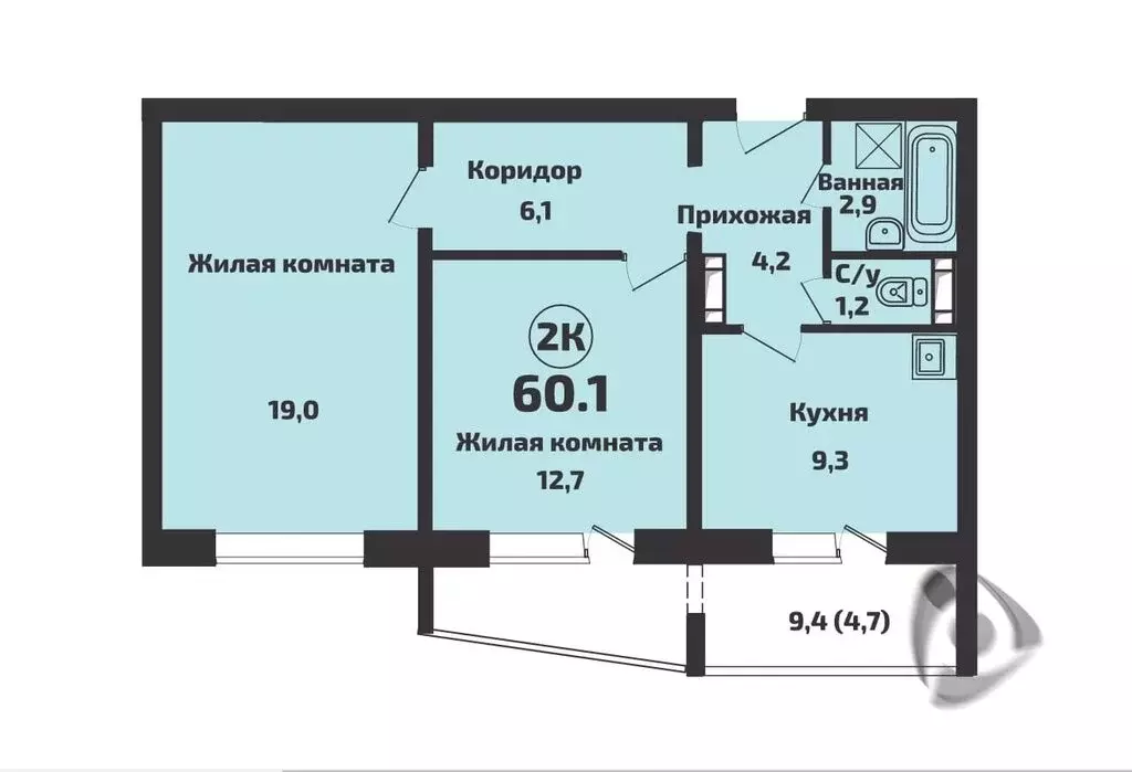 2-комнатная квартира: посёлок Садовый, Каспийская улица, 8 (60.1 м) - Фото 0