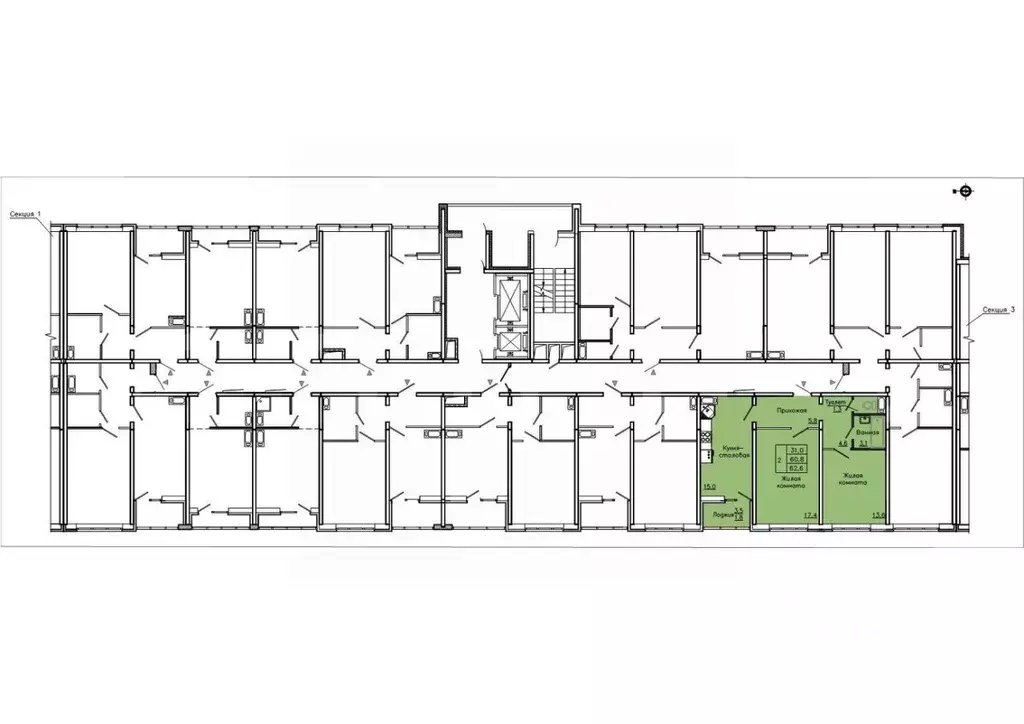 2-к кв. Воронежская область, Воронеж ул. Федора Тютчева, 105 (62.6 м) - Фото 2