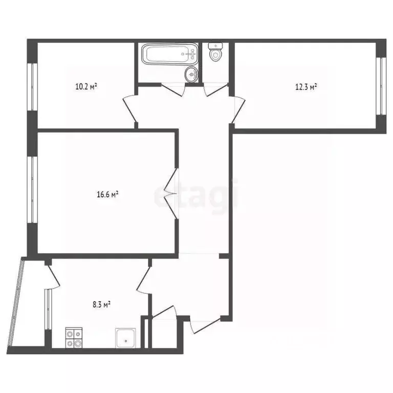 3-к кв. Ханты-Мансийский АО, Лангепас ул. Ленина, 44 (66.1 м) - Фото 1