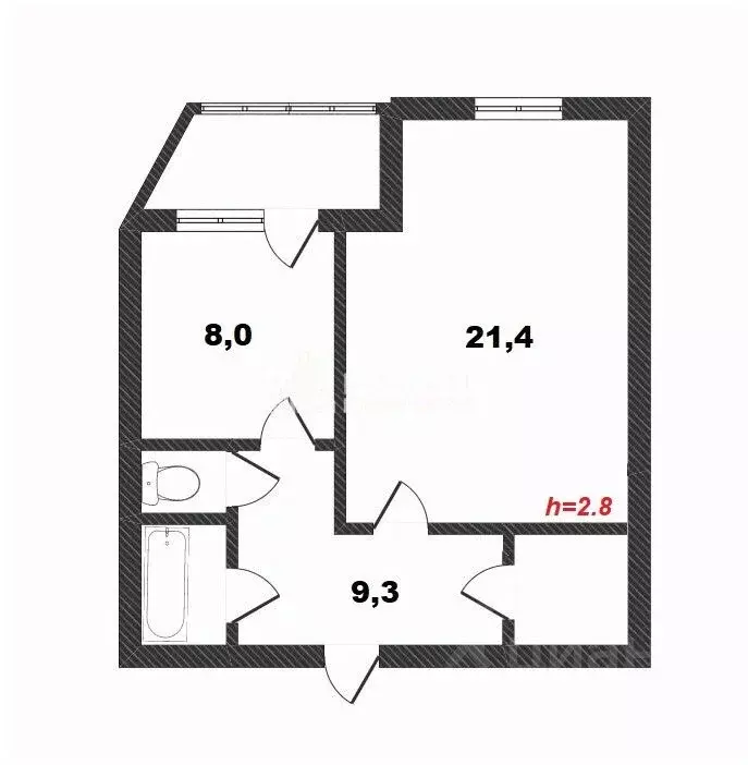 1-к кв. Ямало-Ненецкий АО, Новый Уренгой Юбилейный мкр, 2/3 (42.1 м) - Фото 1