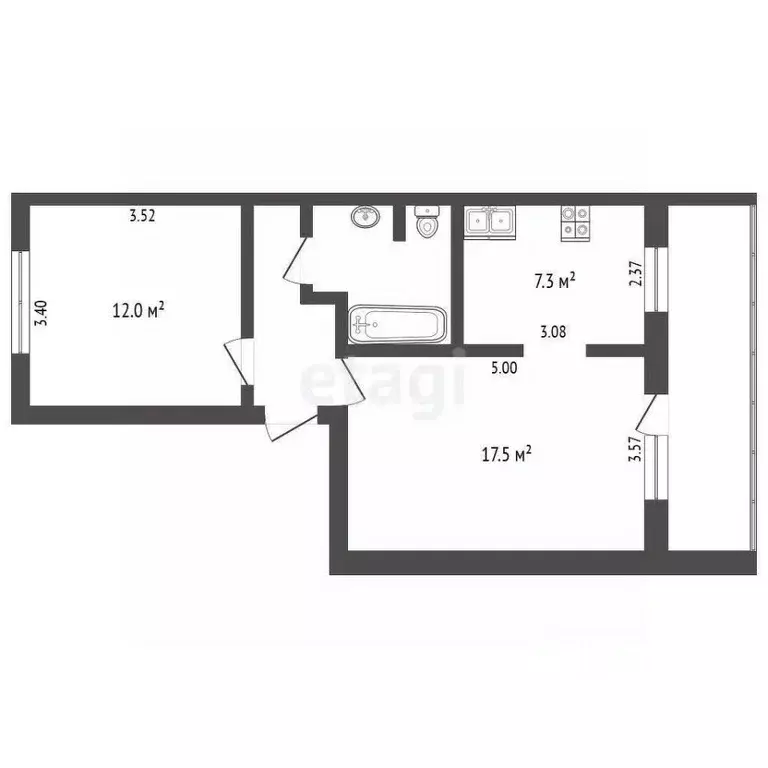 2-к кв. Тюменская область, Тюмень Уральская ул., 10 (46.8 м) - Фото 1