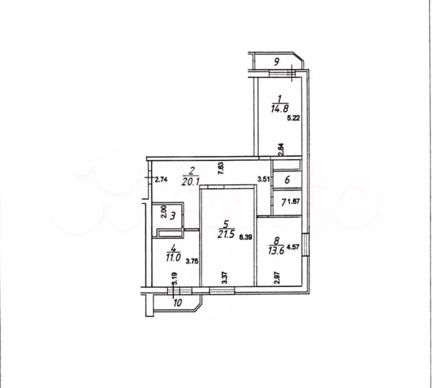 3-к. квартира, 88,4 м, 9/14 эт. - Фото 0