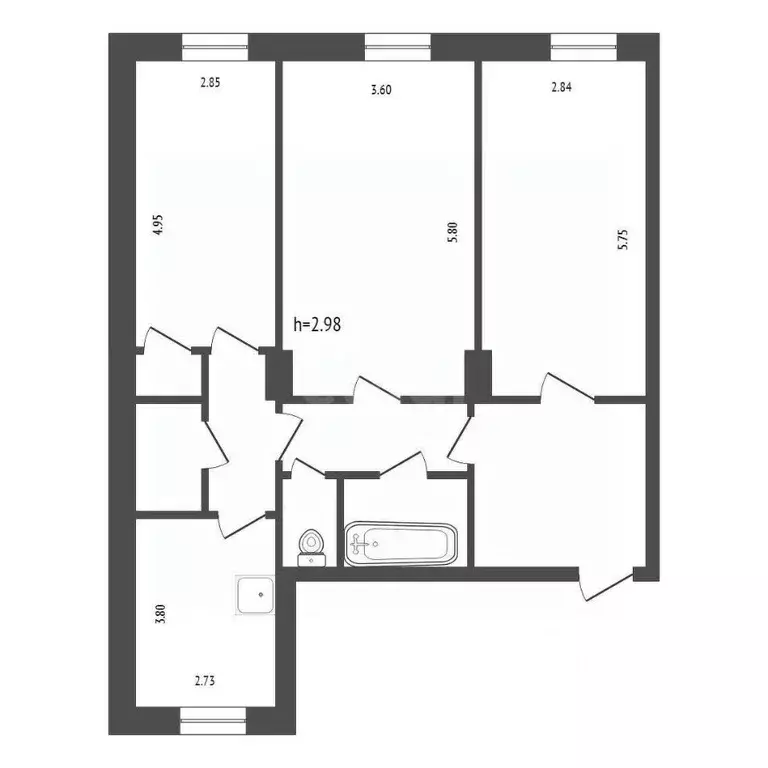 3-к кв. Красноярский край, Красноярск Московская ул., 5 (88.0 м) - Фото 2
