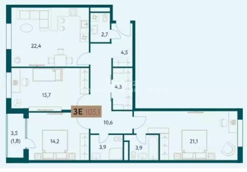 4-к кв. Москва Винницкая ул., 8к3 (105.1 м) - Фото 2