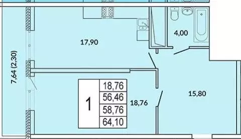 Продаётся 1-к квартира, 57 м - Фото 0