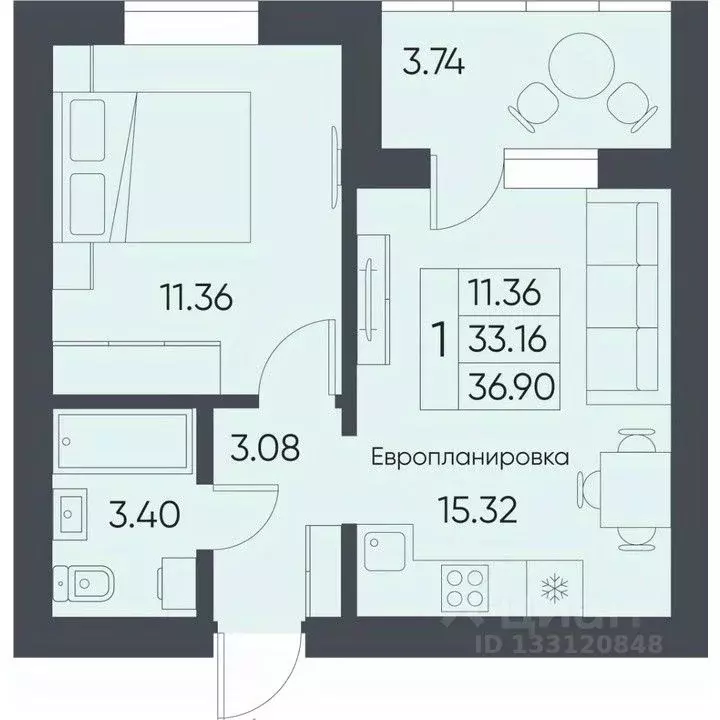 1-к кв. Саратовская область, Татищево рп ул. Михайловская, 13 (36.9 м) - Фото 0