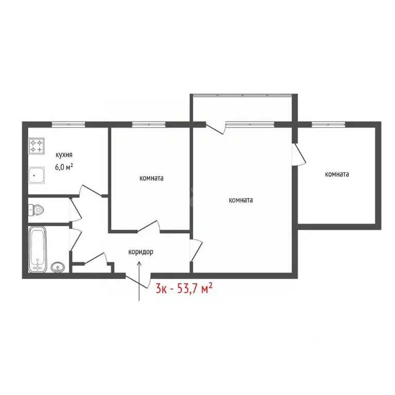 3-к кв. Свердловская область, Екатеринбург ул. Июльская, 39к1 (53.7 м) - Фото 2