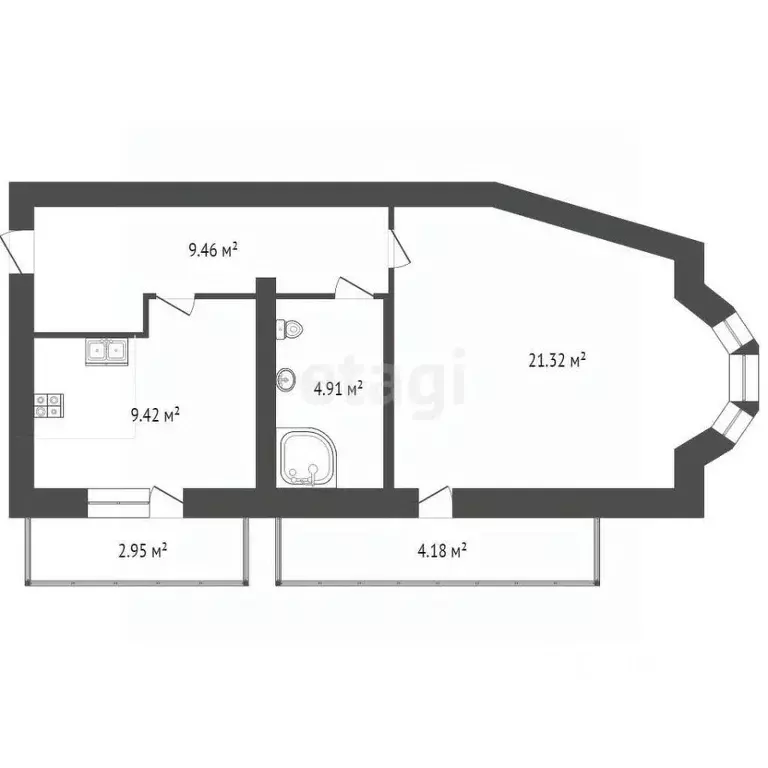 1-к кв. Костромская область, Кострома Калиновская ул., 6 (50.0 м) - Фото 1