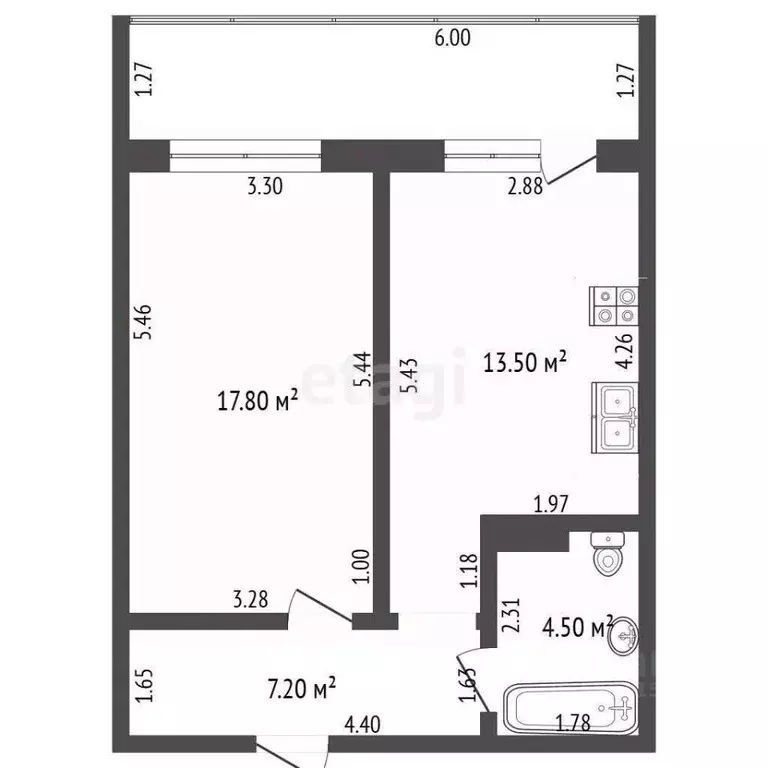 1-к кв. Чувашия, Чебоксары просп. Тракторостроителей, 72к1 (43.0 м) - Фото 2