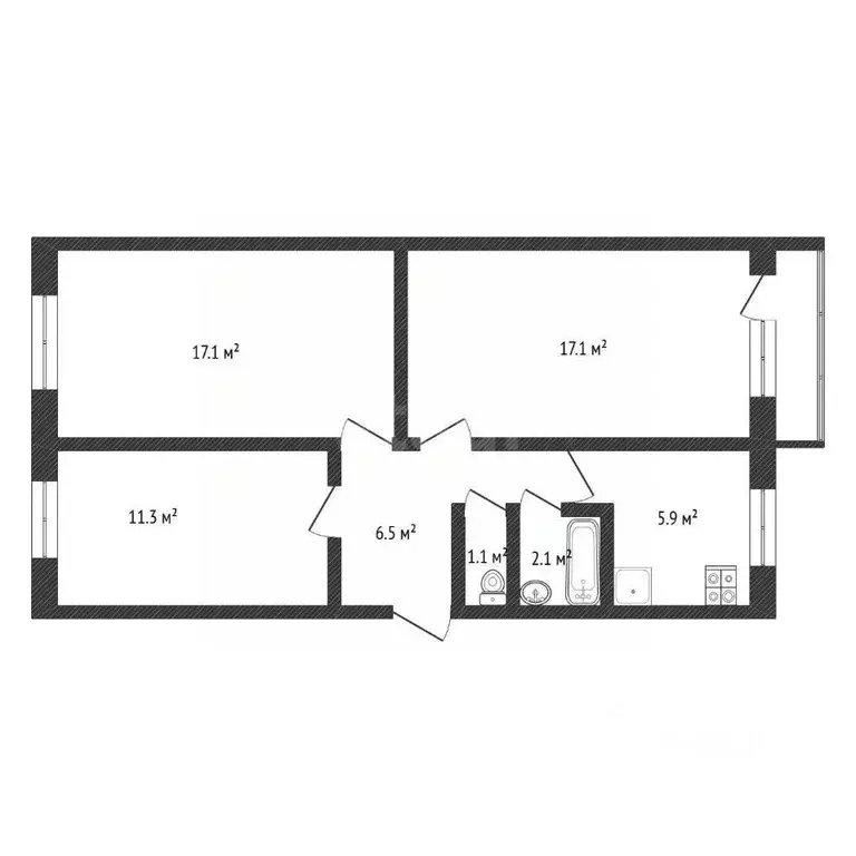 3-к кв. Нижегородская область, Дзержинск ул. Петрищева, 12Б (61.0 м) - Фото 2