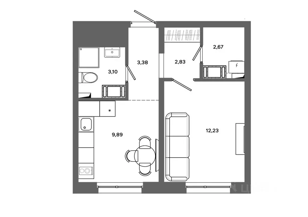 1-к кв. Ханты-Мансийский АО, Сургут 30А мкр,  (34.1 м) - Фото 0
