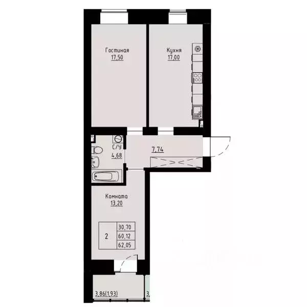 2-к кв. Красноярский край, Красноярск ул. Елены Стасовой, 82 (62.4 м) - Фото 1