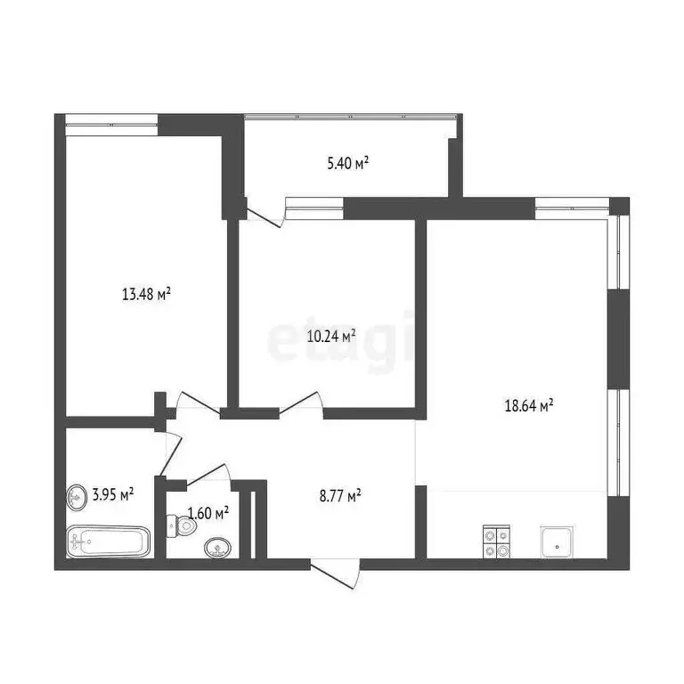 2-комнатная квартира: Патрушева, улица Александра Пушкина, 10 (57.9 м) - Фото 0