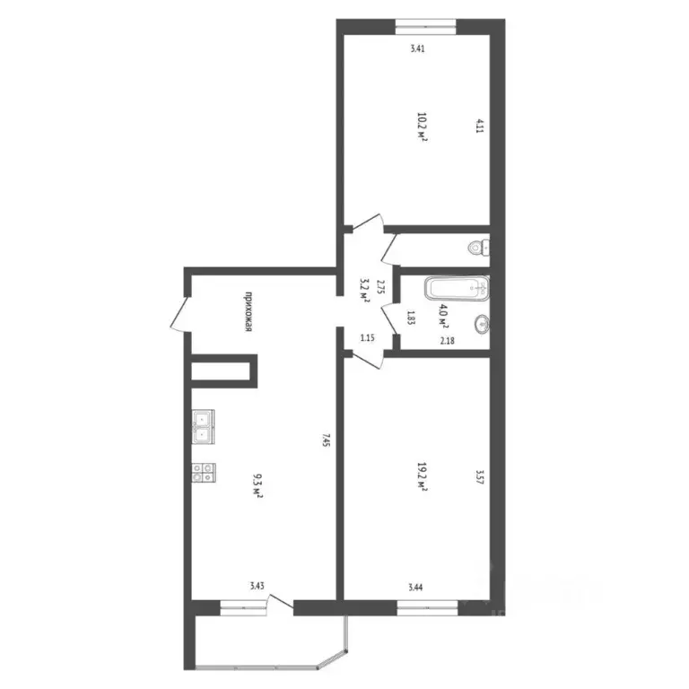 2-к кв. Тюменская область, Тюмень ул. Федюнинского, 58к1 (67.0 м) - Фото 2