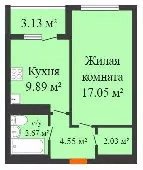 1-к кв. Воронежская область, Воронеж ул. Летчика Демьянова, 1 (38.0 м) - Фото 0