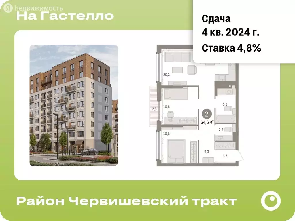 3-комнатная квартира: Тюмень, улица Тимирязева, 8к1 (64.6 м), Купить  квартиру от застройщика в Тюмени, ID объекта - 30066890843