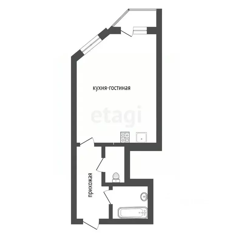 Студия Воронежская область, Воронеж Ростовская ул., 73Дк2 (24.43 м) - Фото 0