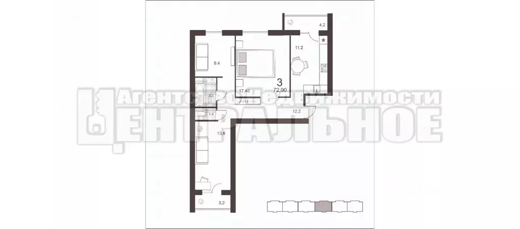 3-к кв. Смоленская область, Смоленск ул. 2-я Киевская, 20А (72.0 м) - Фото 1