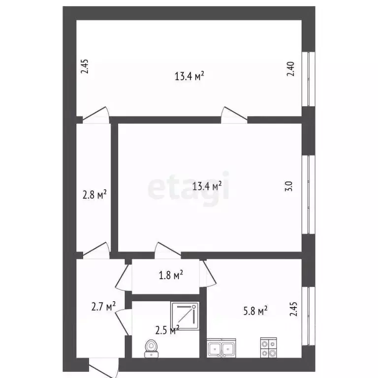 2-к кв. Крым, Феодосия ул. Краснобаева, 1 (42.3 м) - Фото 1