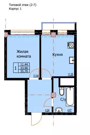 1-к кв. Ставропольский край, Ессентуки  (35.7 м) - Фото 0