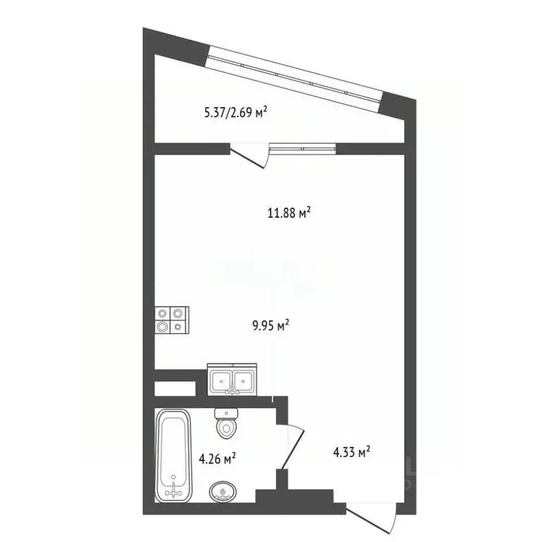 Студия Ростовская область, Ростов-на-Дону Привокзальная ул., 3/1 (33.1 ... - Фото 2