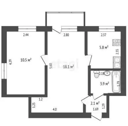 2-комнатная квартира: Кемерово, Промышлённовское шоссе, 54 (40.4 м) - Фото 1