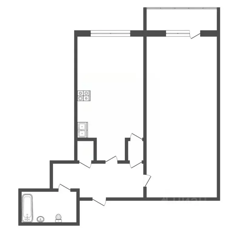 1-к кв. Саха (Якутия), Якутск ул. Петра Алексеева, 14/1 (35.0 м) - Фото 1