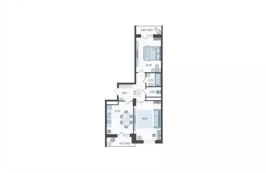 2-комнатная квартира: Краснодар, улица имени Дзержинского, 95 (71.29 ... - Фото 0