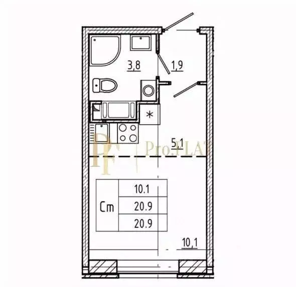 Студия Санкт-Петербург Партизанская ул., 5 (20.9 м) - Фото 2