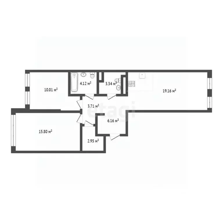 3-к кв. Тюменская область, Тюмень ул. Новоселов, 105 (65.2 м) - Фото 2