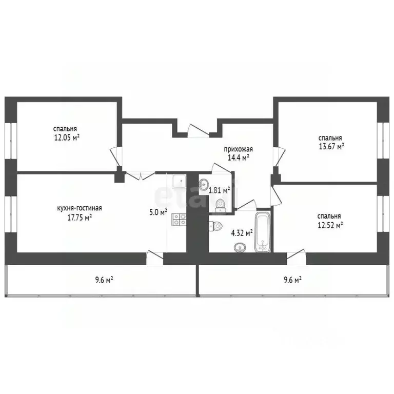 4-к кв. Татарстан, Набережные Челны ул. Академика Королева, 20Г (100.7 ... - Фото 2