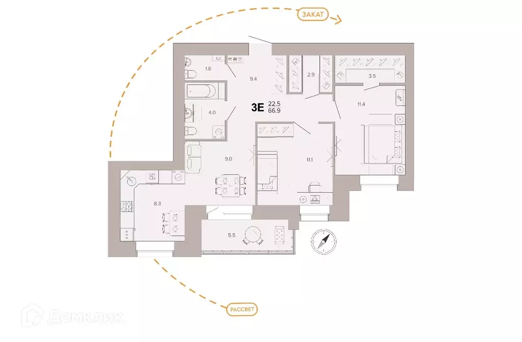 Продаётся 3-к квартира, 66.9 м - Фото 1