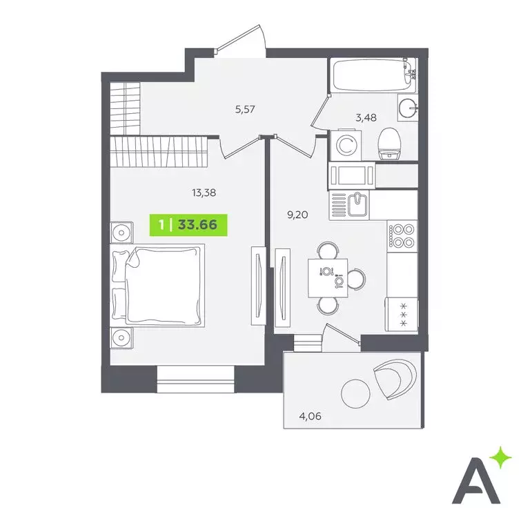 1-комнатная квартира: Кудрово, Солнечная улица, 10к1 (33.66 м) - Фото 0