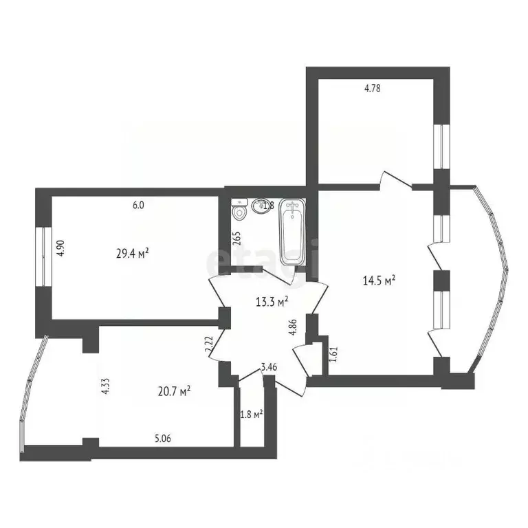 3-к кв. Хабаровский край, Хабаровск пер. Дзержинского, 13 (122.3 м) - Фото 2