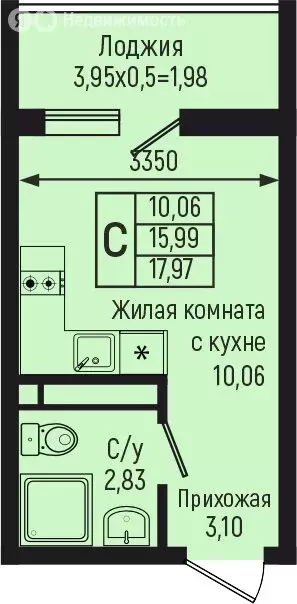 Квартира-студия: село Небуг, квартал Спортивный (17.97 м) - Фото 0