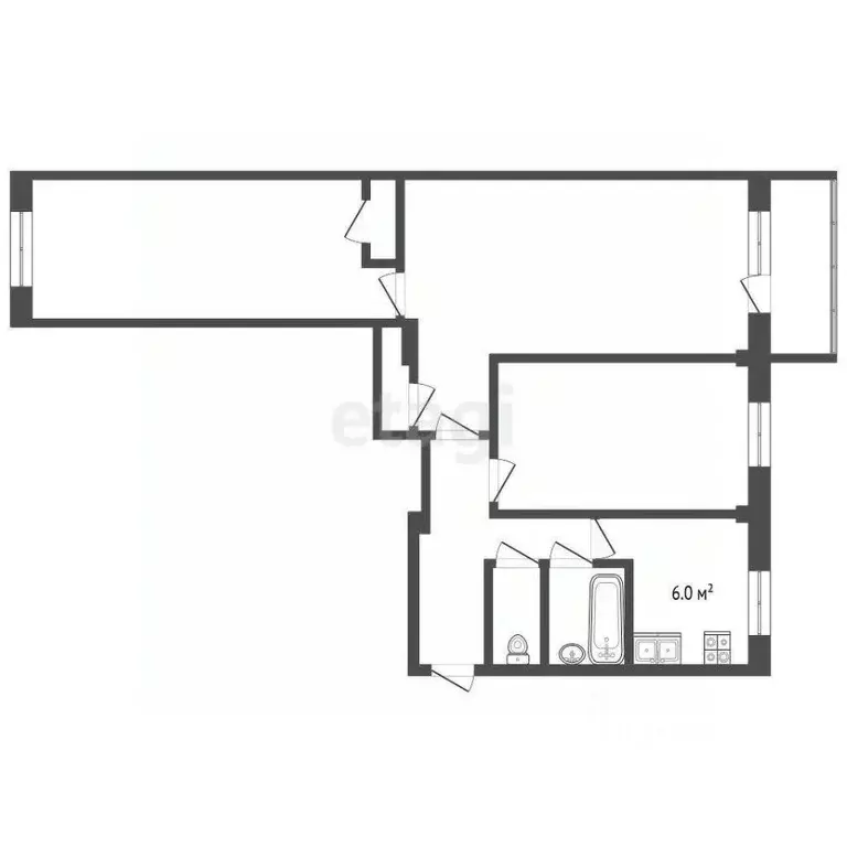 3-к кв. Кемеровская область, Юрга ул. Мира, 15 (59.7 м) - Фото 2