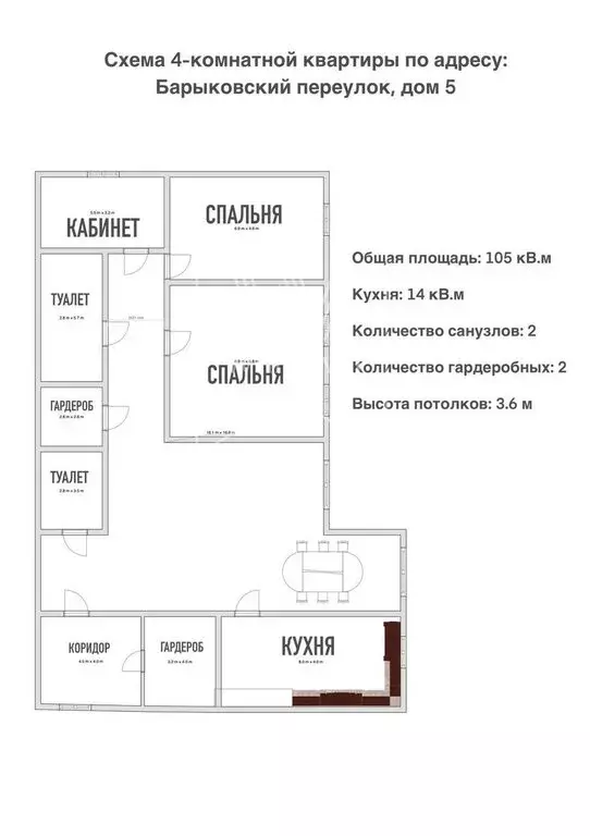 4-комнатная квартира: Москва, Барыковский переулок, 5 (105 м) - Фото 0