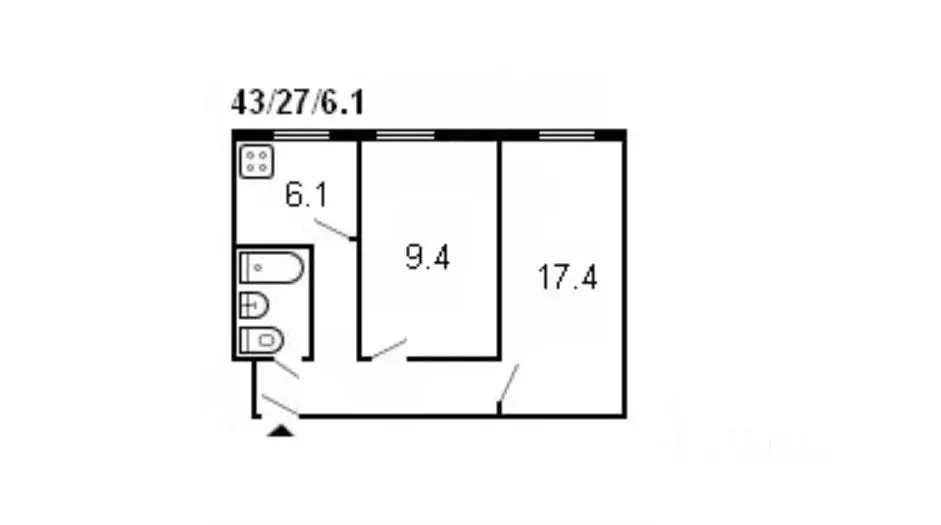 2-к кв. Бурятия, Улан-Удэ бул. Карла Маркса, 11 (43.52 м) - Фото 1